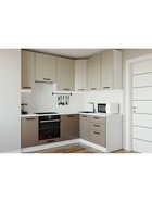 Кухонный гарнитур угловой «ЛАТТЕ», 2200×1600 мм, цвет мокко/сатин мрамор марквина белый - Фото 1