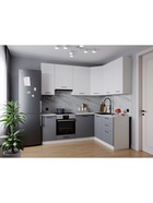 Кухонный гарнитур угловой «ЭЛЕГАНЦИЯ», 2200×1600 мм, цвет вулканический серый/жемчуг лавант - Фото 1