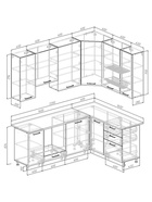 Кухонный гарнитур угловой «ЭЛЕГАНЦИЯ», 2200×1600 мм, цвет вулканический серый/жемчуг лавант - Фото 2