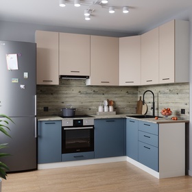 Кухонный гарнитур 2200х1600 мм ФЬЮЖН столешница Сосна осло 38мм