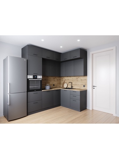 Кухонный гарнитур угловой «АНТРАЦИТ», 2200×1700 мм, цвет антрацит дуб Вотан