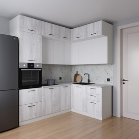 Кухонный гарнитур 2200х1700 мм БЛАНКА столешница Марквина белый 26мм