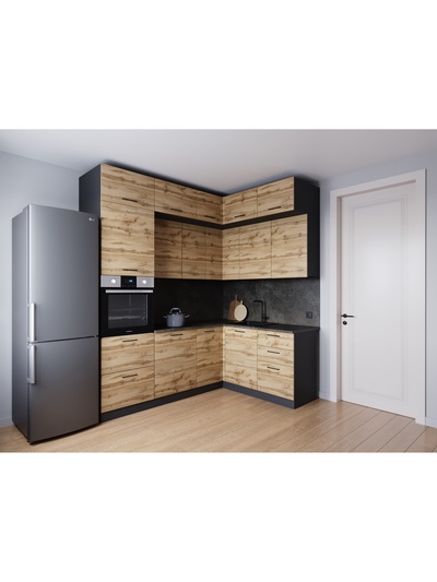 Кухонный гарнитур угловой «КРАФТ», 2200×1700 мм, цвет дуб крафт детройт