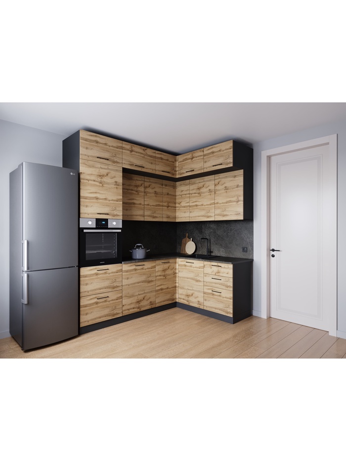 Кухонный гарнитур угловой «КРАФТ», 2200×1700 мм, цвет дуб крафт детройт - Фото 1