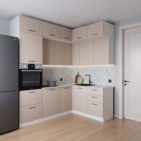 Кухонный гарнитур 2200х1700 мм ШАМПАНЬ столешница Марквина белый 26мм