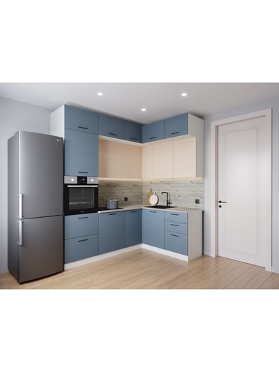 Кухонный гарнитур угловой «ФЬЮЖН», 2200×1700 мм, цвет маренго/сатин сосна осло