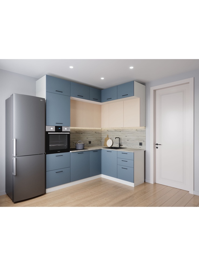 Кухонный гарнитур угловой «ФЬЮЖН», 2200×1700 мм, цвет маренго/сатин сосна осло - Фото 1