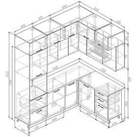 Кухонный гарнитур 2200х1700 мм ФЬЮЖН столешница Сосна осло 38мм