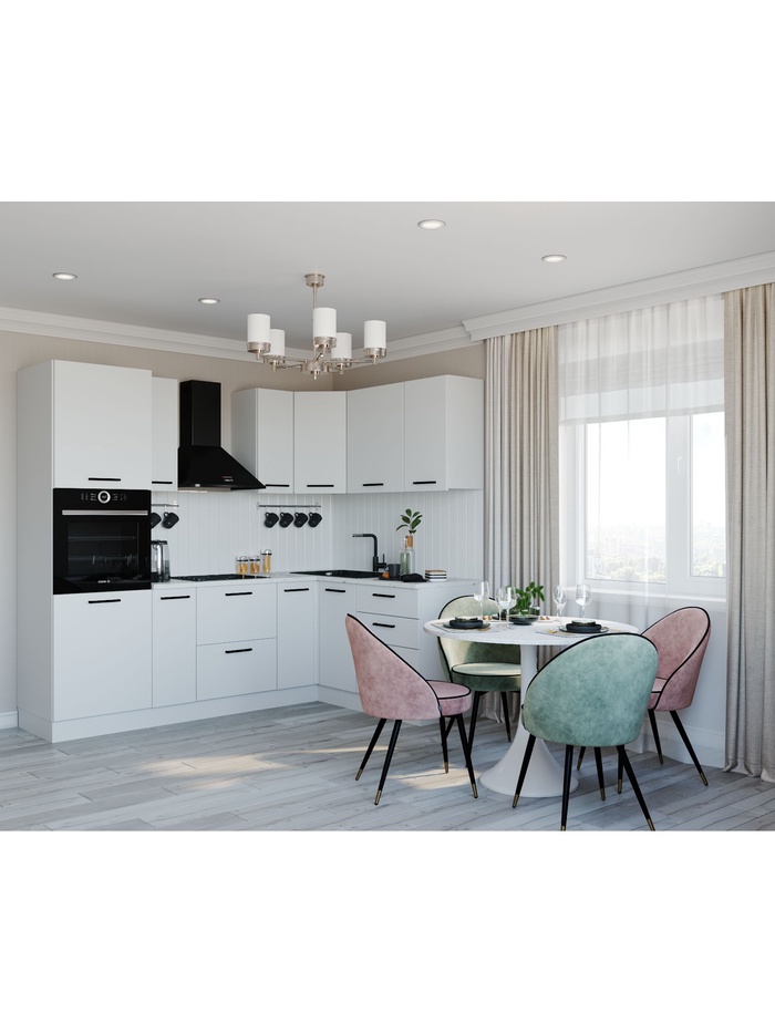 Кухонный гарнитур угловой «ЖЕМЧУГ», 2400×1600 мм, цвет жемчуг мрамор марквина белый - Фото 1