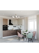 Кухонный гарнитур угловой «ЛАТТЕ», 2400×1600 мм, цвет мокко/сатин Мрамор марквина белый - Фото 1