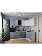 Кухонный гарнитур угловой «ЭЛЕГАНЦИЯ», 2400×1600 мм, цвет вулканический серый/жемчуг лавант - Фото 1