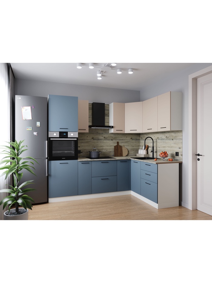 Кухонный гарнитур угловой «ФЬЮЖН», 2400×1600 мм, цвет маренго/сатин сосна осло - Фото 1