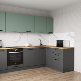 Кухонный гарнитур 2600х1600 мм ИЗУМРУД столешница Вотан 38мм