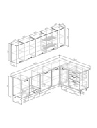 Кухонный гарнитур 2600х1600 мм ИЗУМРУД столешница Вотан 38мм 10991393