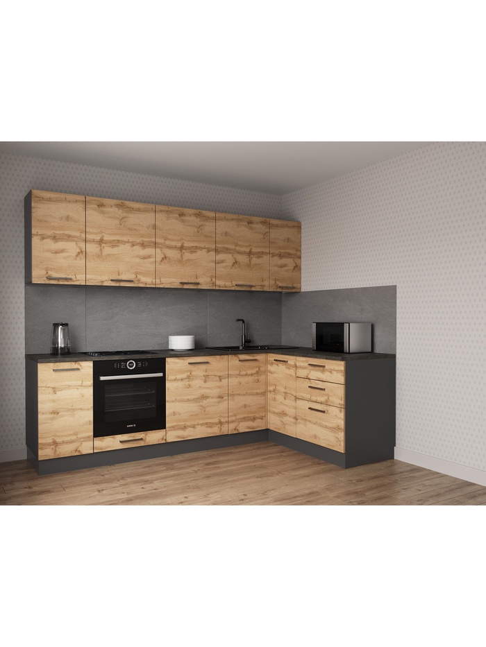 Кухонный гарнитур угловой «КРАФТ», 2600×1600 мм, цвет дуб крафт детройт - Фото 1