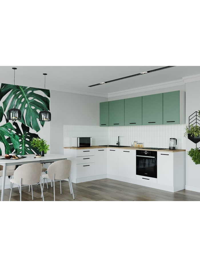 Кухонный гарнитур угловой «МУССОН», 2600×1600 мм, цвет жемчуг/муссон дуб Вотан - Фото 1