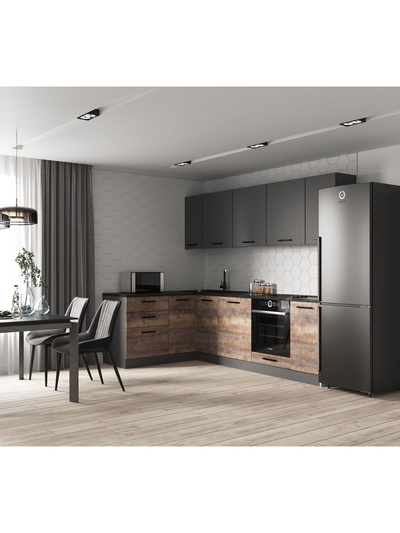 Кухонный гарнитур угловой «ТРАНСИЛЬВАНИЯ», 2600×1600 мм, цвет антрацит/трансильвания детройт