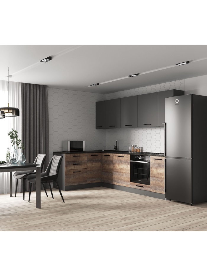 Кухонный гарнитур угловой «ТРАНСИЛЬВАНИЯ», 2600×1600 мм, цвет антрацит/трансильвания детройт - Фото 1