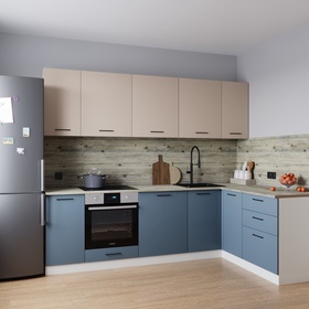 Кухонный гарнитур 2600х1600 мм ФЬЮЖН столешница Сосна осло 38мм