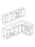 Кухонный гарнитур угловой «ФЬЮЖН», 2600×1600 мм, цвет маренго/сатин сосна осло - Фото 2