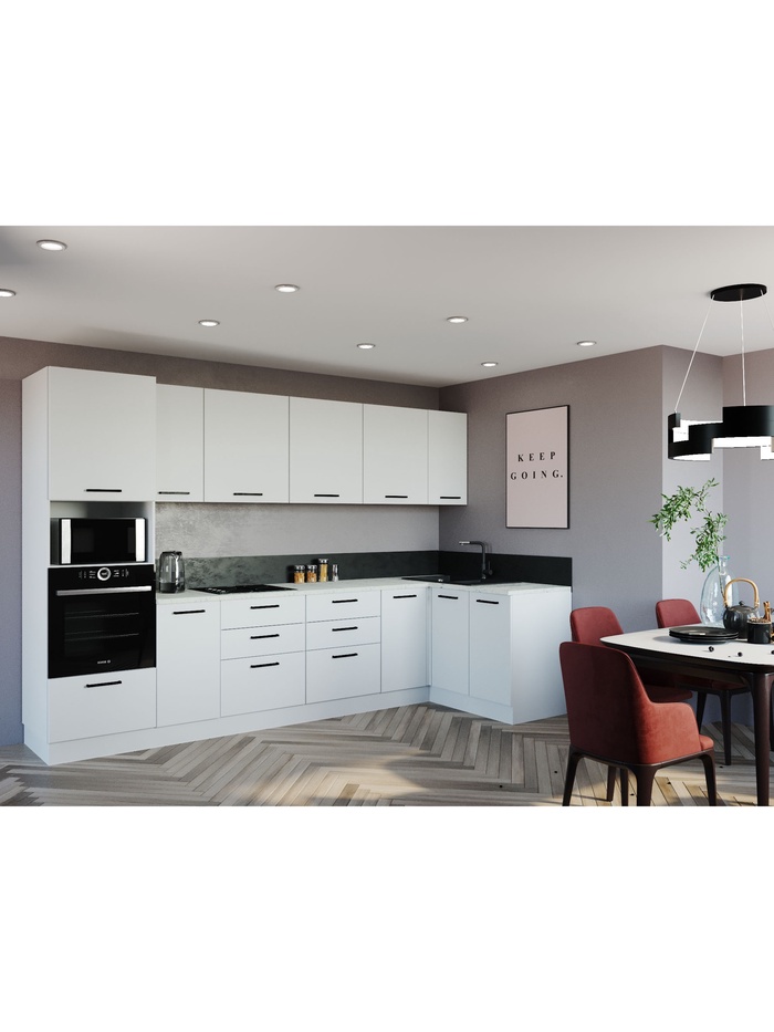 Кухонный гарнитур угловой «ЖЕМЧУГ», 3200×1400 мм, цвет жемчуг мрамор марквина белый - Фото 1