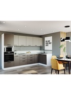 Кухонный гарнитур угловой «ЛАТТЕ», 3200×1400 мм, цвет мокко/сатин мрамор марквина белый - Фото 1