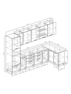 Кухонный гарнитур 3200х1400 мм ЛАТТЕ столешница Марквина белый 26мм 10991407