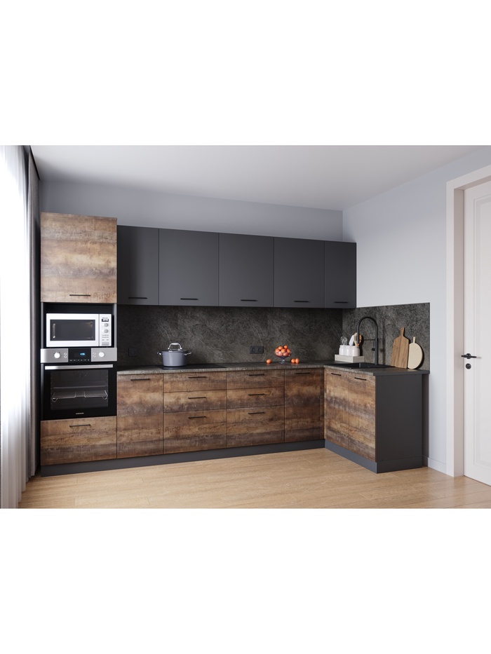 Кухонный гарнитур угловой «ТРАНСИЛЬВАНИЯ», 3200×1400 мм, цвет антрациты/трансильвания детройт - Фото 1