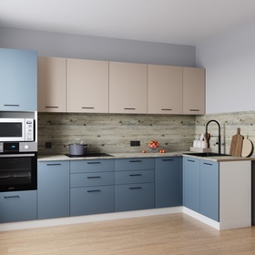 Кухонный гарнитур 3200х1400 мм ФЬЮЖН столешница Сосна осло 38мм