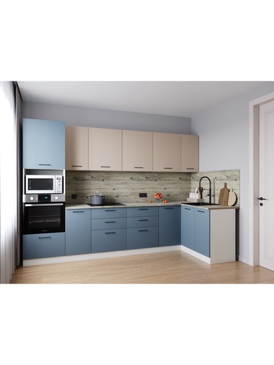 Кухонный гарнитур угловой «ФЬЮЖН», 3200×1400 мм, цвет маренго/сатин сосна осло