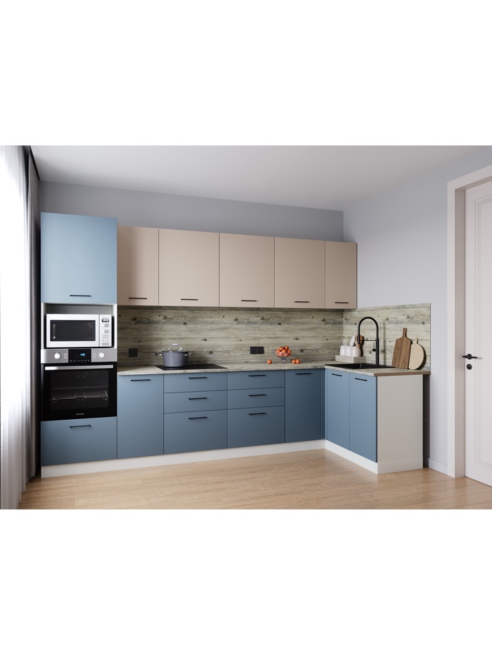 Кухонный гарнитур угловой «ФЬЮЖН», 3200×1400 мм, цвет маренго/сатин сосна осло - Фото 1