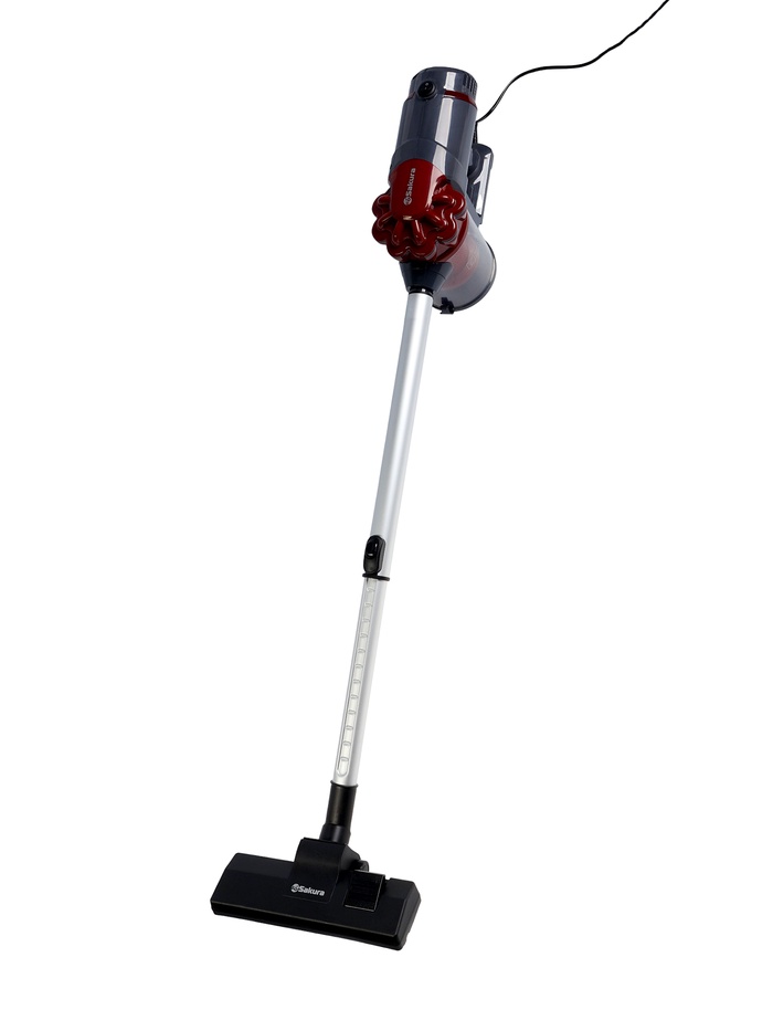 Пылесос Sakura SA-8322R, вертикальный, 800 Вт, 1 л, 79 дБ, шнур 4 м, 4 насадки, красный, серый - Фото 1