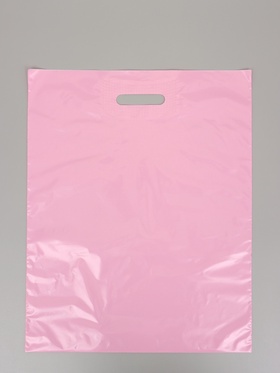 Пакет с вырубной усиленной ручкой, розовый, ПВД, 40×50 см, 45 мкм
