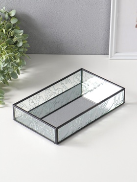 Подставка для мелочей интерьерная «Следы от листьев», прозрачная, стекло, металл, 15.3×25×4.5 см