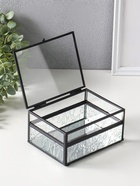 Шкатулка для украшений стекло с металлическим каркасом «Проталины», прозрачная, 11.5×15×7.3 см  (артикул 10524351)  большой выбор товаров оптом и в розницу по низким ценам с доставкой