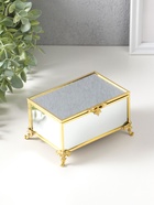 Шкатулка для украшений стекло с металлическим каркасом «Зеркальная на ножках», под золото, 12×8×7.3 см - Фото 1