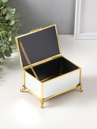 Шкатулка для украшений стекло с металлическим каркасом «Зеркальная на ножках», под золото, 12×8×7.3 см - Фото 3