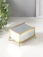 Шкатулка для украшений стекло с металлическим каркасом «Зеркальная на ножках», под золото, 12×8×7.3 см - Фото 4