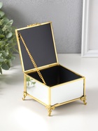 Шкатулка для украшений стекло с металлическим каркасом «Зеркальная на ножках», под золото, 10.5×10.5×7 см - Фото 3