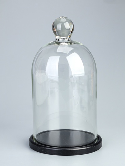 УЦЕНКА Стеклянный купол-клош с шариком на подставке «Родрик», 29×15 см, стекло, черный