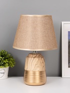 УЦЕНКА Лампа настольная "Дуб рустикальный и золото" 1х40W Е14 34х22х22 см RISALUX 10991534