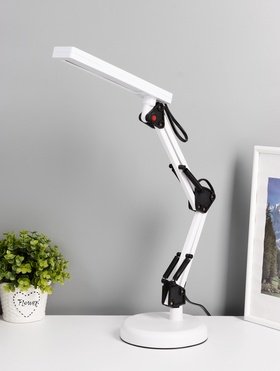 УЦЕНКА Настольная лампа RISALUX «Сигма», LED, 5 Вт, 3000-6000К, струбцина, белая, 22.5×4×55 см 10991571