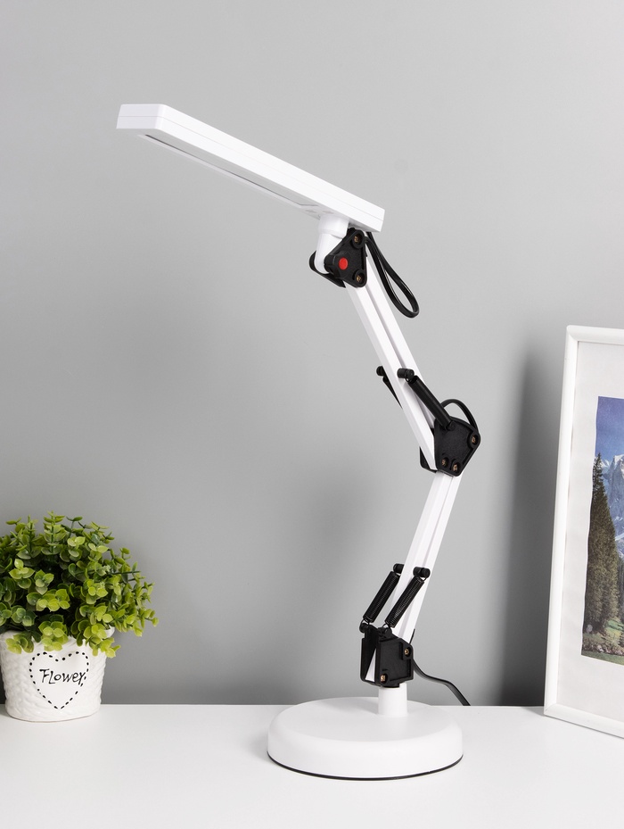 УЦЕНКА Настольная лампа RISALUX «Сигма», LED, 5 Вт, 3000-6000К, струбцина, белая, 22.5×4×55 см - Фото 1