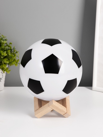 УЦЕНКА Фигурка светящаяся RISALUX «Футбольный мяч», LED-ночник, 3 Вт, USB, АКБ, белый, 15×15×19 см