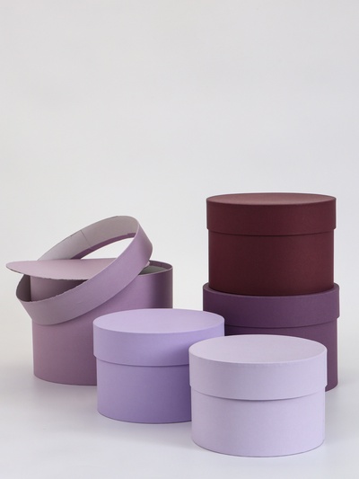 УЦЕНКА Набор круглых коробок 5 в 1" Лаванда", 20 х 19 х 14 - 15 х 15 х 10 см,