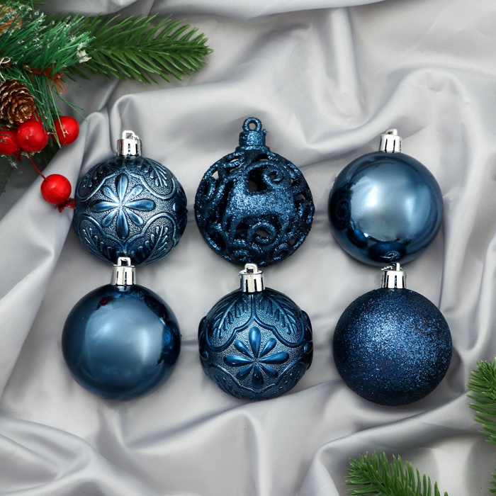 УЦЕНКА Набор шаров пластик d=6 см, 12 шт. «Сильва» синий - Фото 1