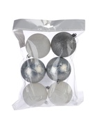 УЦЕНКА Набор шаров пластик d-8 см, 6 шт "Морозные узоры" серебристо-белый - Фото 5