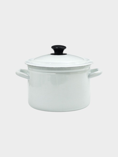 УЦЕНКА Кастрюля эмалированная, 4 л, d=21.3 см, с крышкой, без декора, белая