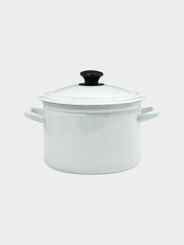 УЦЕНКА Кастрюля эмалированная, 4 л, d=21.3 см, с крышкой, без декора, белая - Фото 1