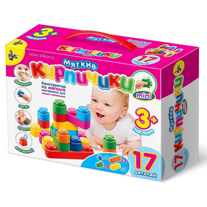 УЦЕНКА Конструктор мягкий "Мини-кирпичики" 17 дет. 02673 - Фото 1